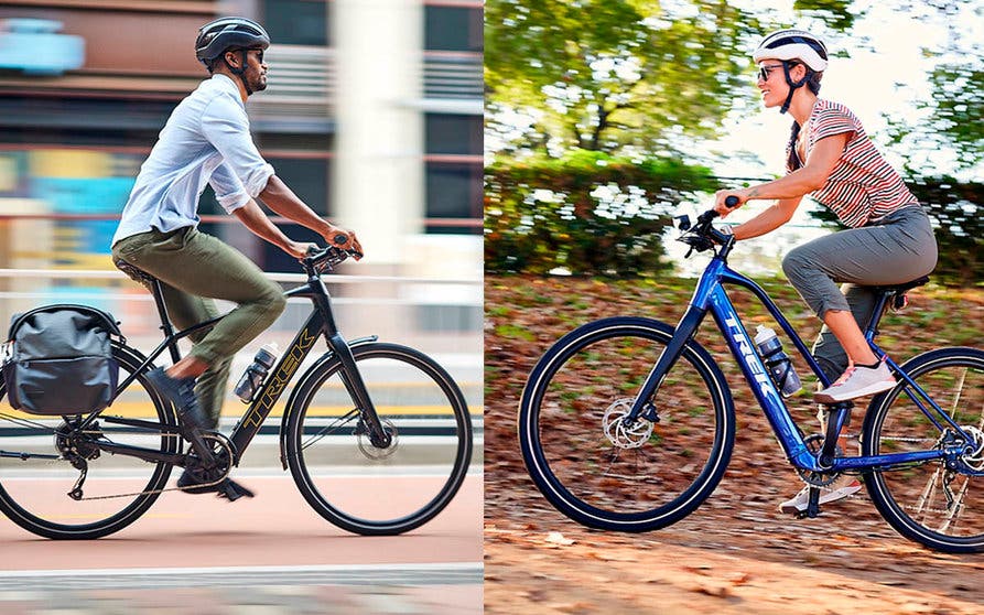  La bicicletas eléctricas Trek Dual Sport+ y FX+ tratan de conquistar a los clientes atendiendo a la versatilidad de su diseño y a la ligereza final del conjunto para convertirse en un medio de transporte para el día a día y en un vehículo de ocio para fines de semana. 
