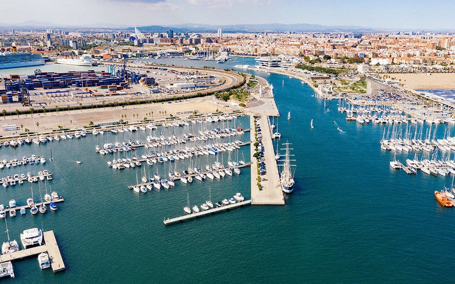  Vista aérea de La Marina de Valencia. 