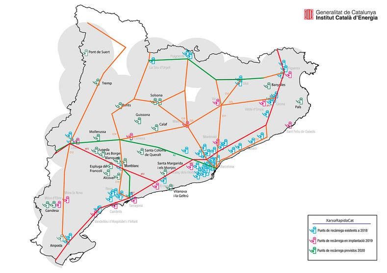  Cataluña completa su red pública de carga rápida con 130 estaciones para vehículos eléctricos. 