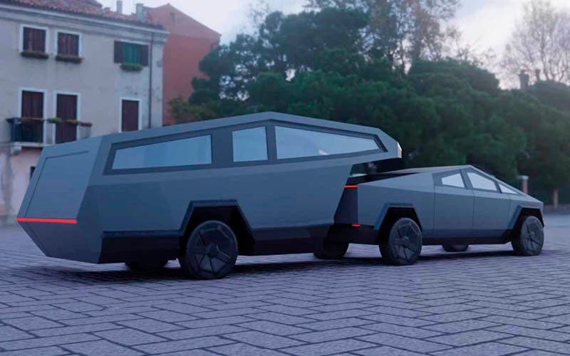  La capacidad de remolque del Tesla Cybertruck le permitirá arrastrar cualquier 'invento'. 