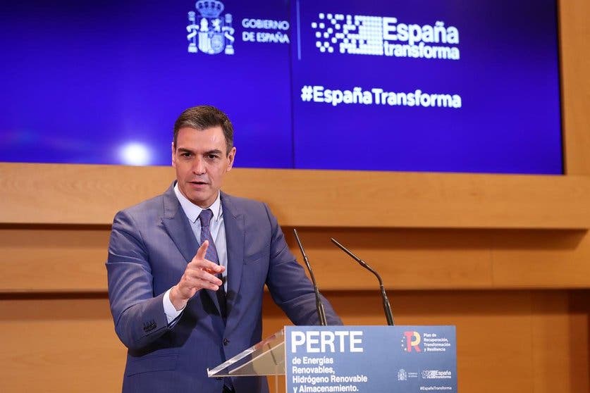  El presidente del Gobierno, Pedro Sánchez, interviene en el acto de presentación del PERTE de Energías Renovables, Hidrógeno Verde y Almacenamiento. 