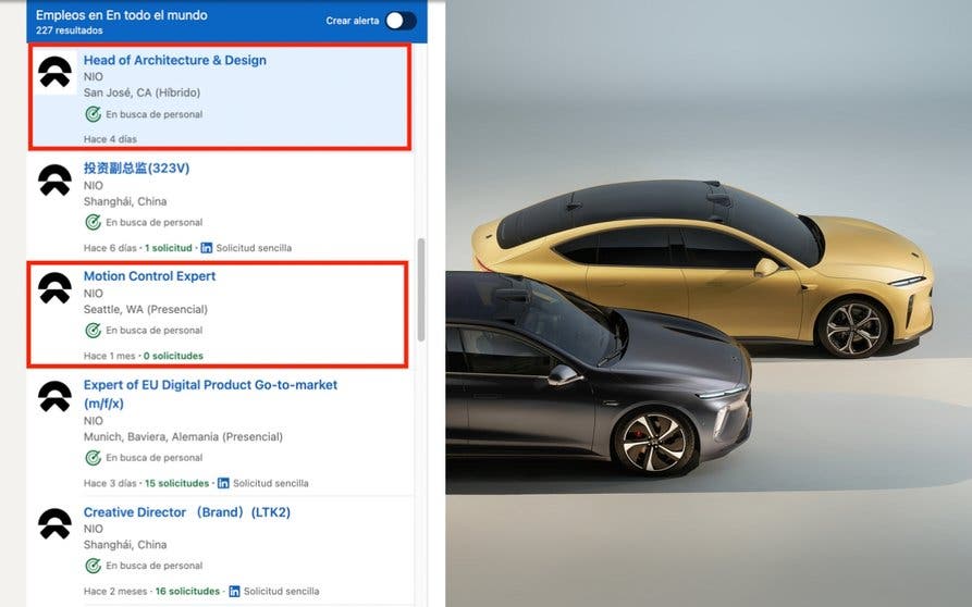  NIO ofrece puestos de trabajo en Estados Unidos. 