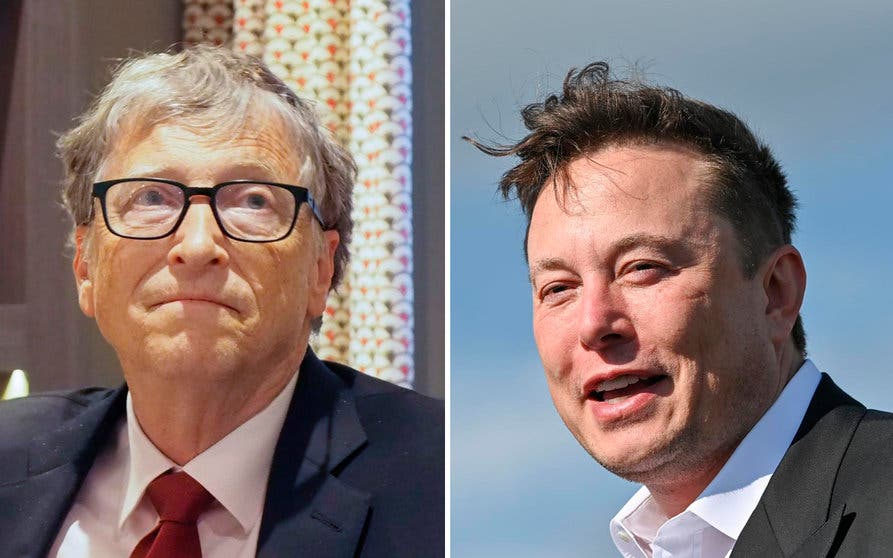  Bill Gates, cofundador de Microsoft, y Elon Musk,  fundador del fabricante de vehículos eléctricos. 