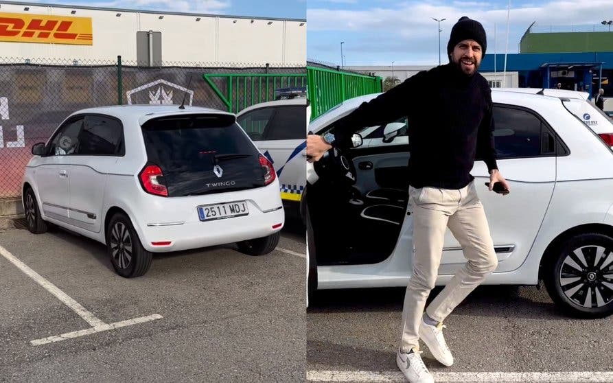  Piqué aparece públicamente tras el éxito musical de Shakira conduciendo un Renault Twingo eléctrico. 