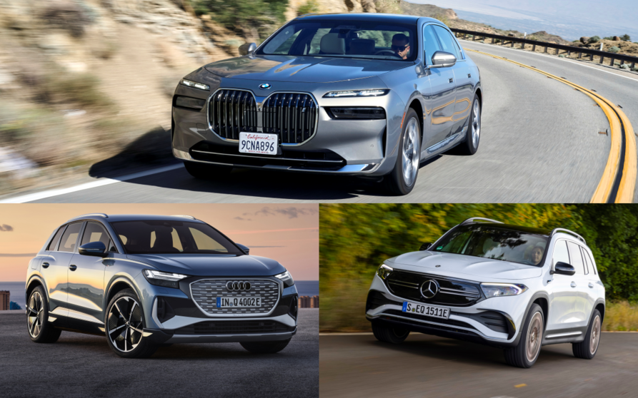  Arriba: BMW i7. Abajo: Audi Q4 e-tron y Mercedes EQB. 