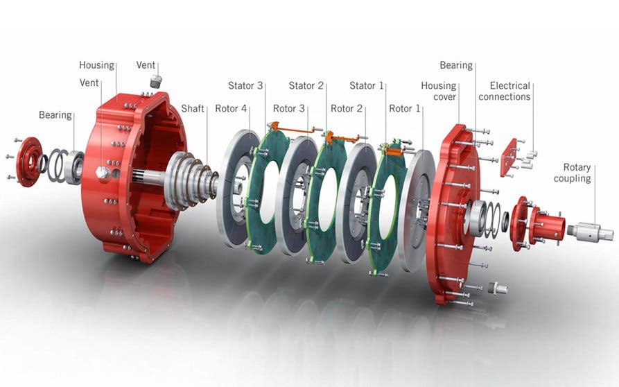  Estructura interna del motor eléctrico PCB de Infinitum Electric que emplea circuitos impresos en lugar de devanados para grabar los conductores de cobre. 