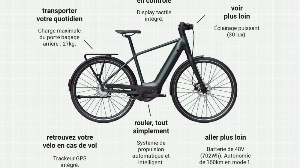 bicicleta electrica decathon Long Distance 920 E Connected cambio automatico interior1