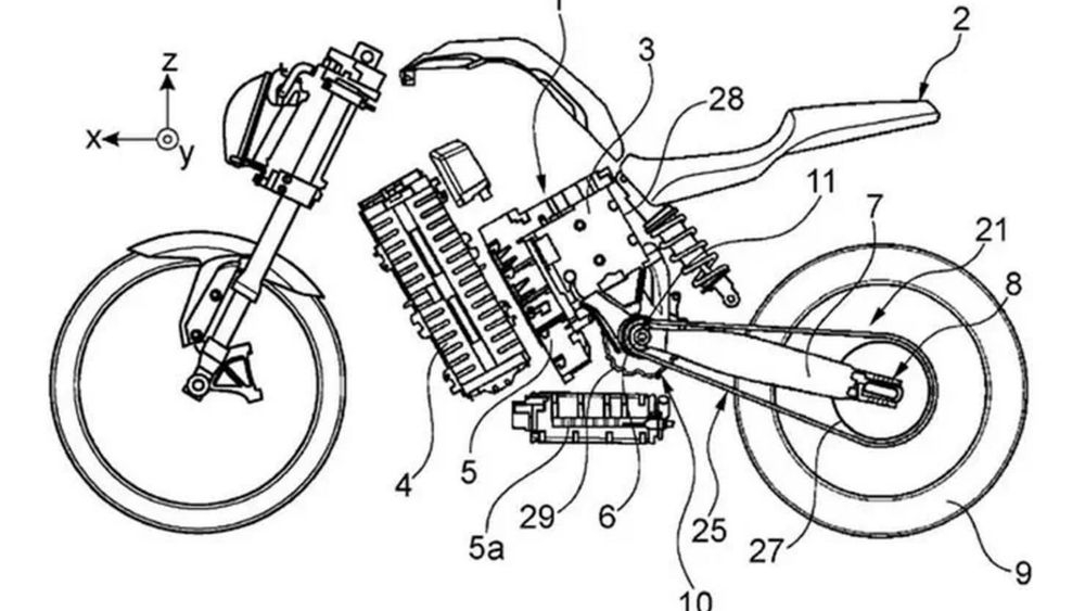 Esquema de la patente realizada por BMW Motorrad.