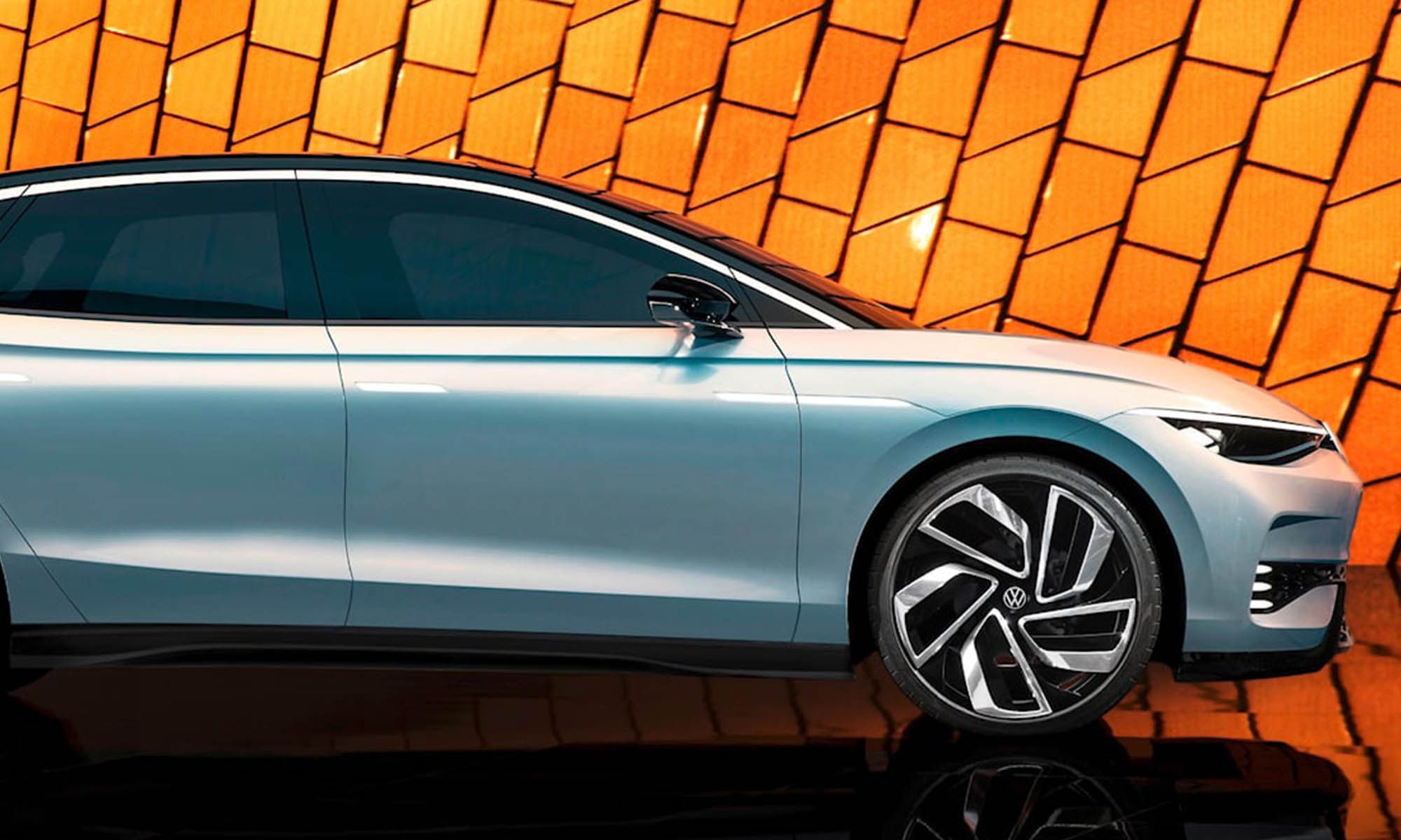 El nuevo Volkswagen ID.7 eléctrico muestra sus líneas principales sin camuflaje.