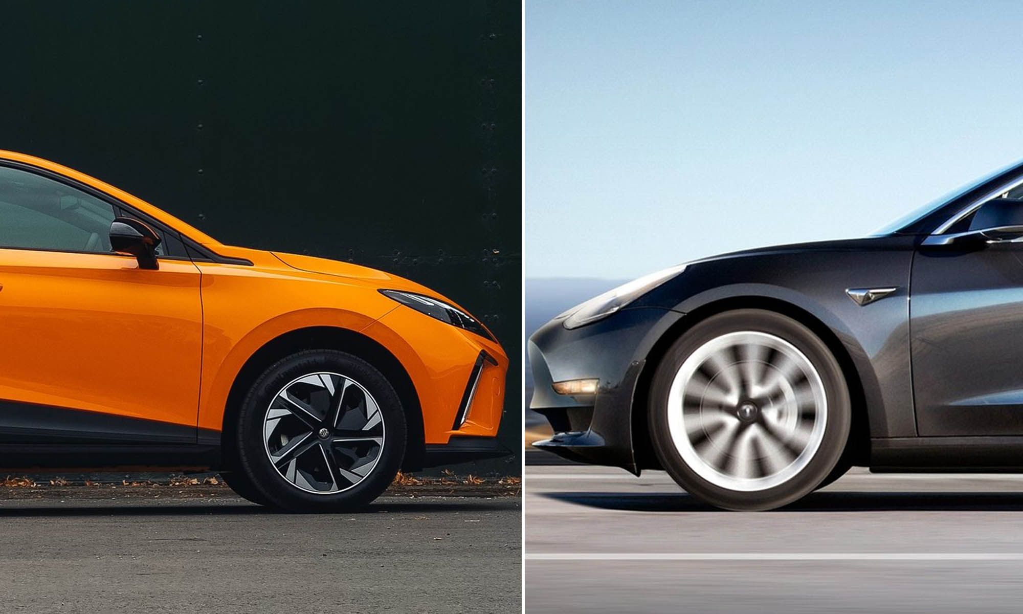 Tesla Model 3 y MG4, dos coches eléctricos que triunfan en su segmento y en su mercado por su buena relación precio-prestaciones.