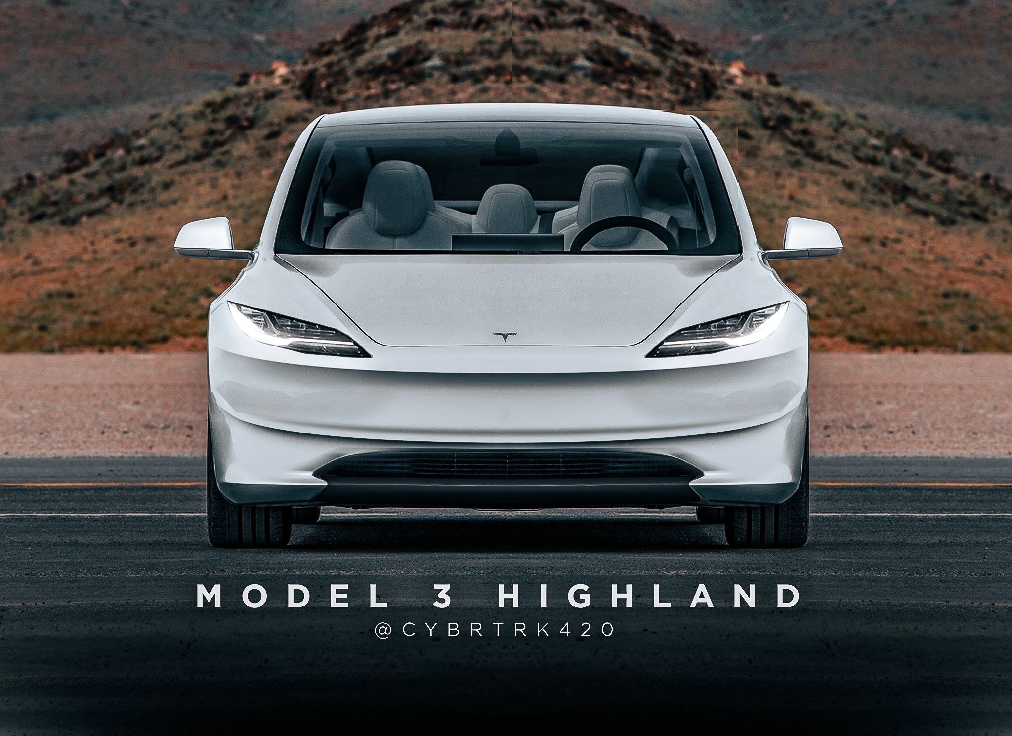 Elaboración digital creada en función de la única filtración hasta la fecha del nuevo Model 3.