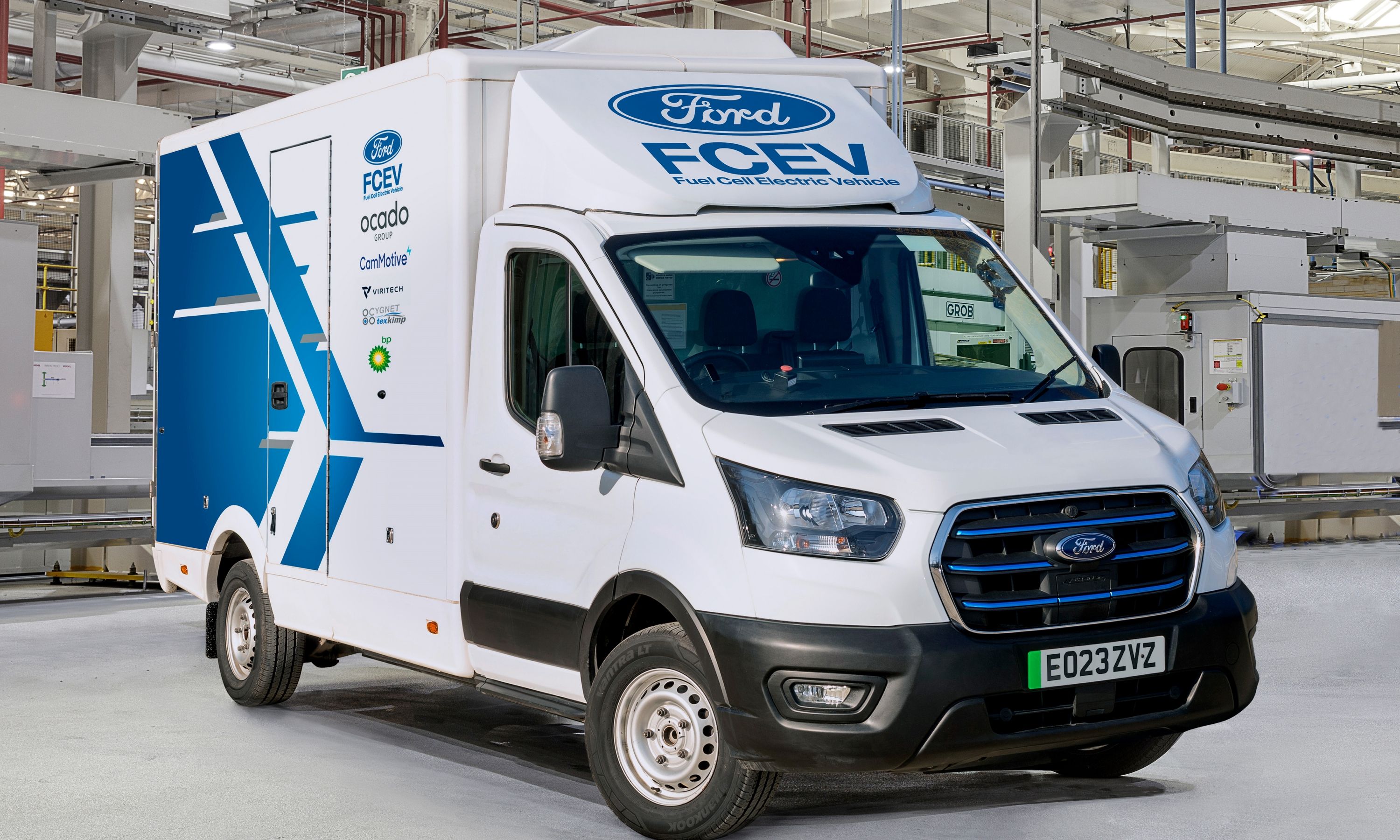 Uno de los prototipos de la Ford E-Transit FCEV alimentada por hidrógeno.