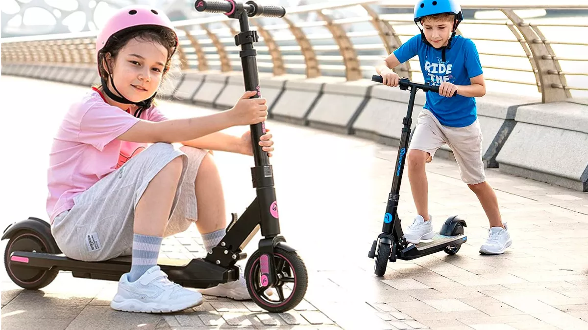 Patinete eléctrico infantil con luces LED color verde