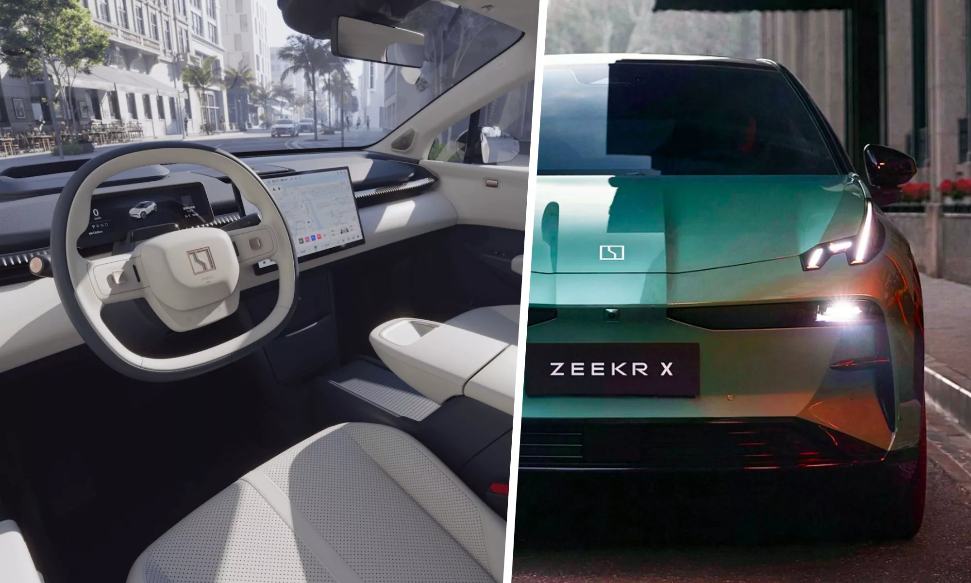 Habitáculo y frontal del Zeekr X, uno de los coches eléctricos chinos más prometedores en Europa.