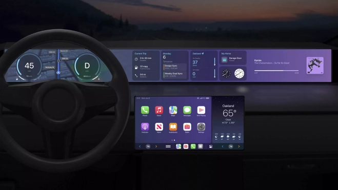 apple car coche electrico pantalla microled interior1