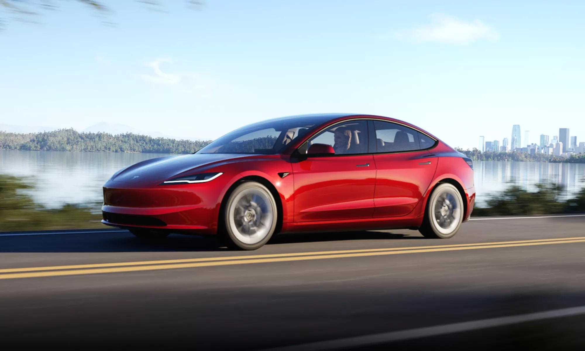 El nuevo Model 3 estiliza su diseño con un frontal más afilado y aerodinámico.