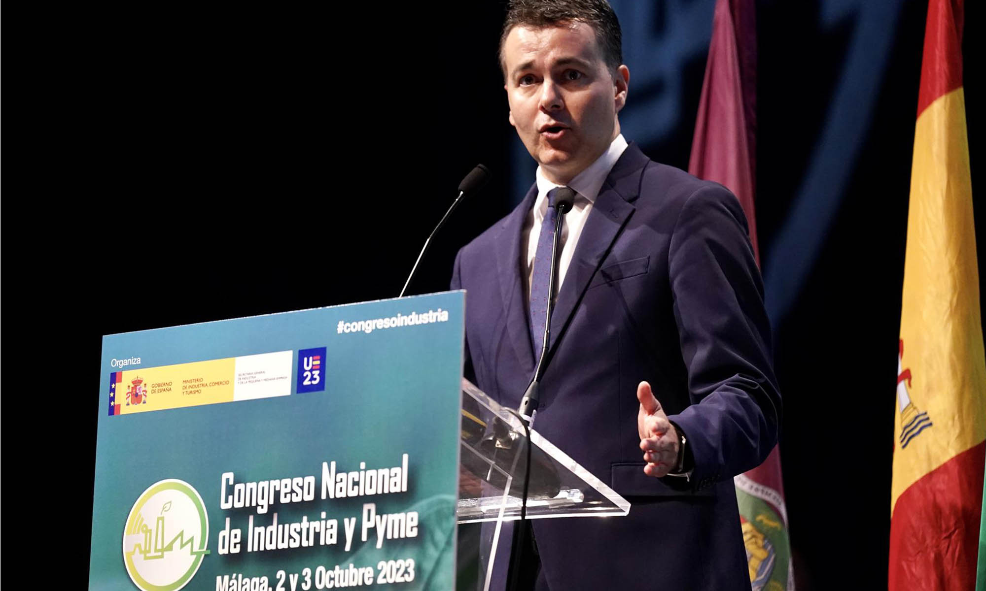 El ministro de Industria, Comercio y Turismo en funciones, Héctor Gómez, en la ceremonia inaugural del VI Congreso Nacional de Industria y Pyme./ FOTO: Europa Press