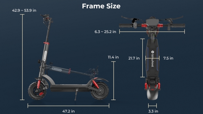 Dimensiones del patinete eléctrico GT2