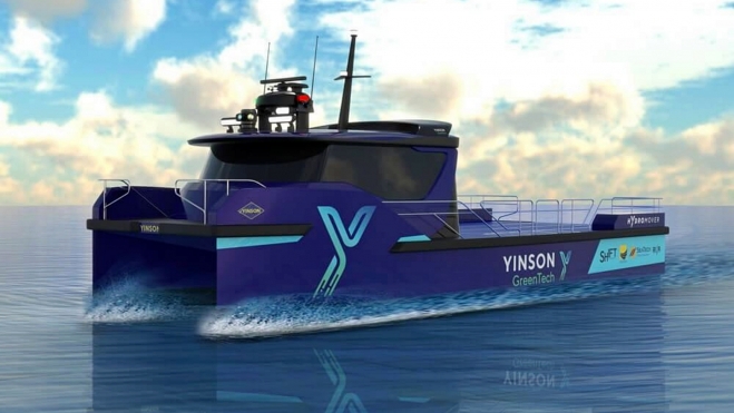 El Hydromover servirá como laboratorio para electrificar embarcaciones portuarias de Singapur.