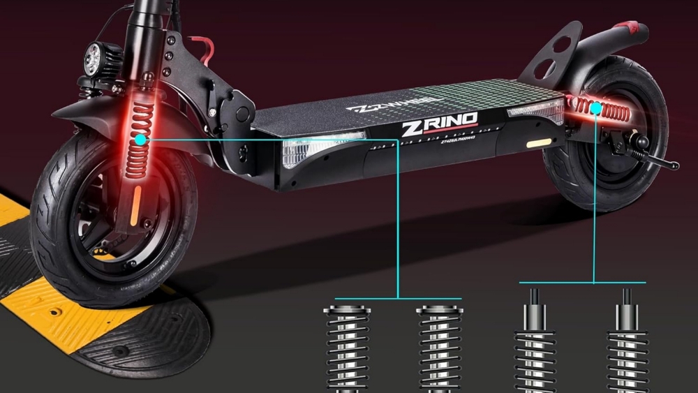 La suspensión doble del ZWHEEL ZRino se encuentra en los ejes delantero y trasero.