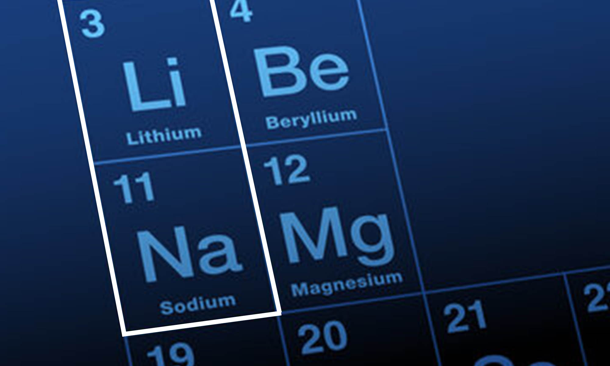 La cercanía del sodio y el litio en la tabla periódica significa que comparten propiedades que las hacen aptos para fabricar con ellos celdas de baterías.