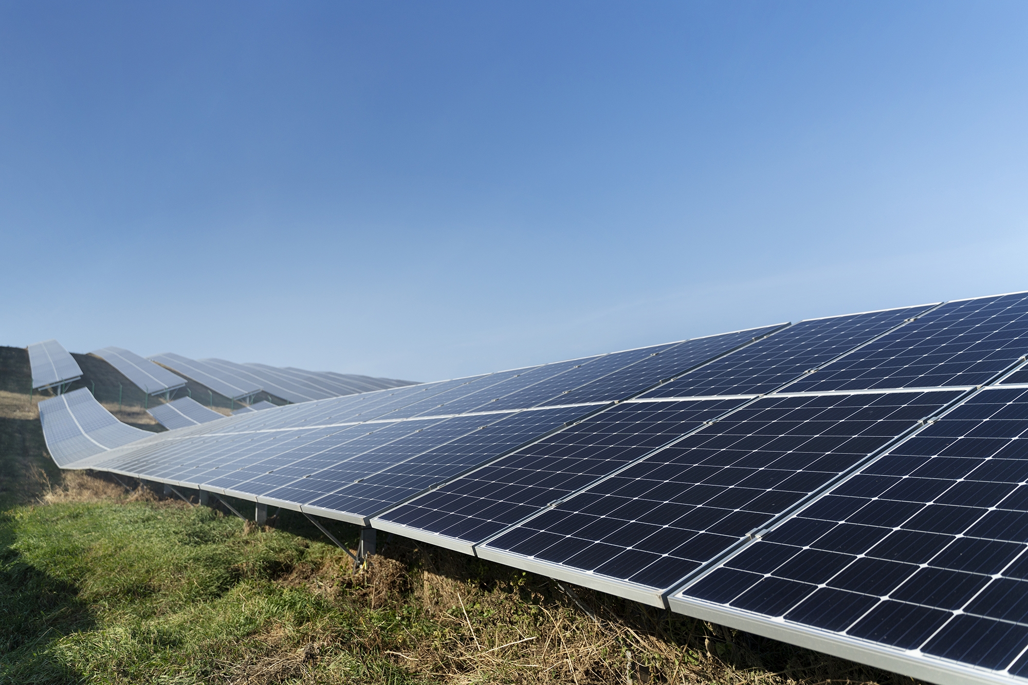 Placas solares de una planta de energía fotovoltaica.