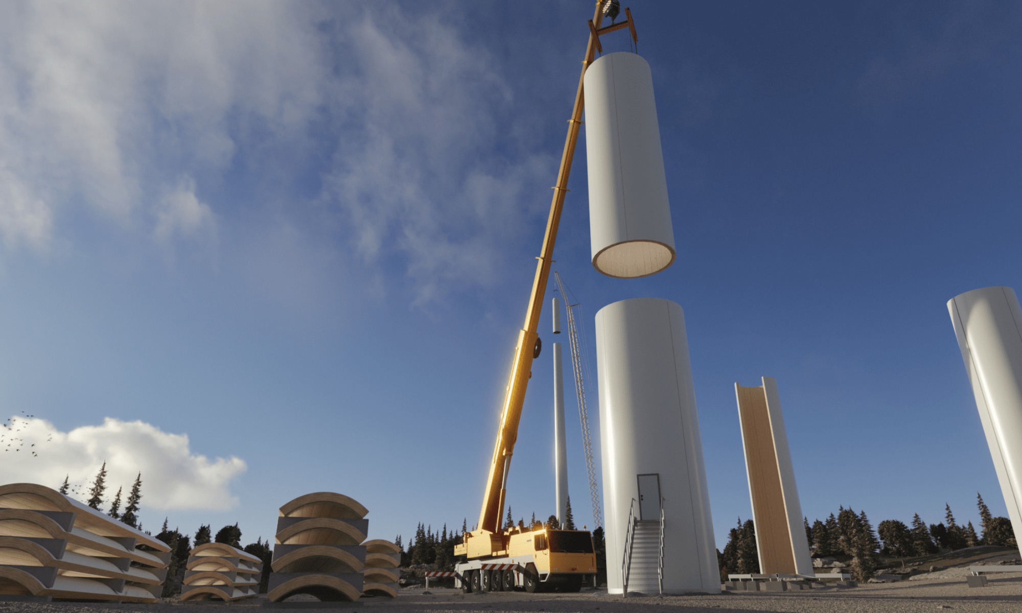 La instalación del molino de viento de madera más grande del mundo se puede realizar por módulos para un mejor transporte.
