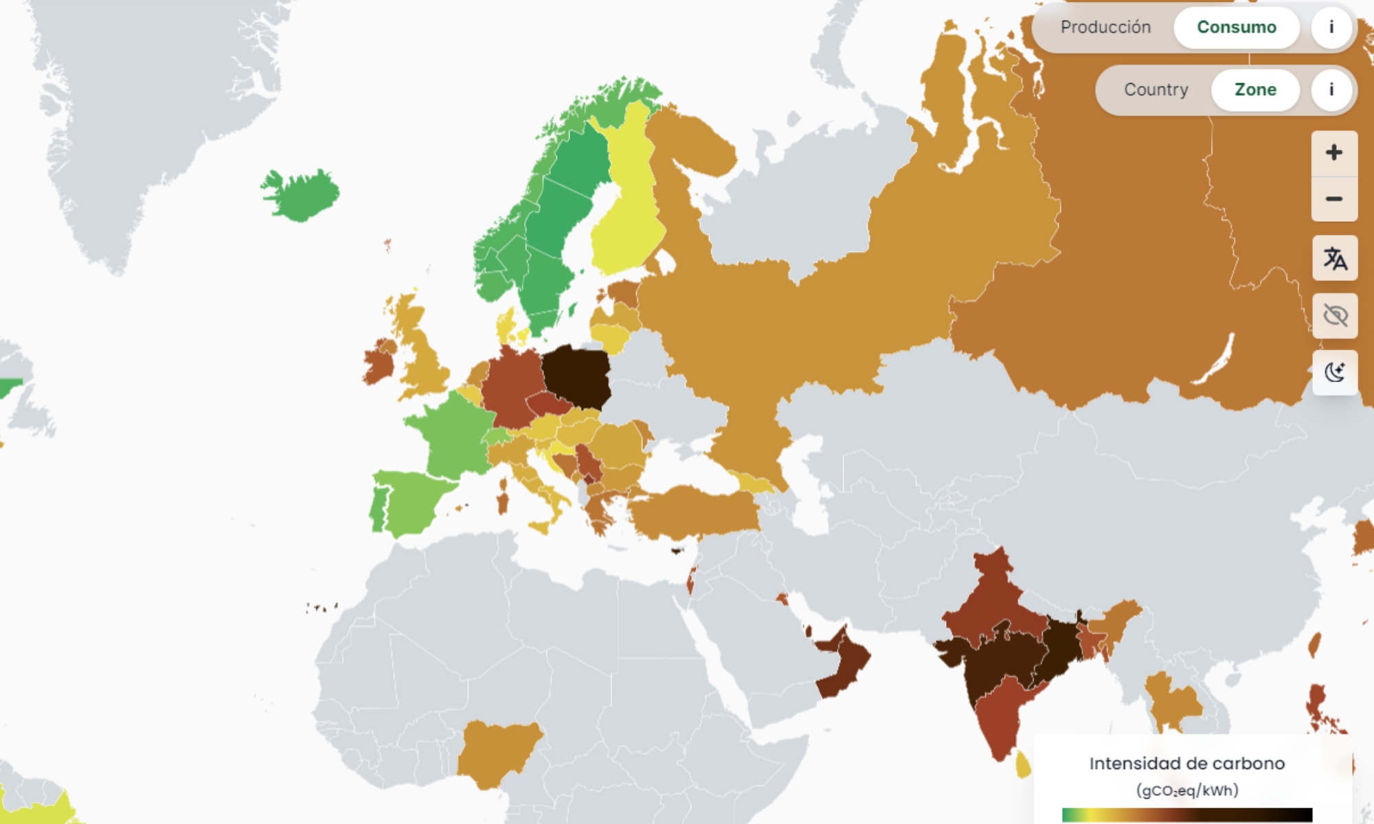 Este mapa interactivo se actualiza todos los días para poder detectar cambios en el sector energético.