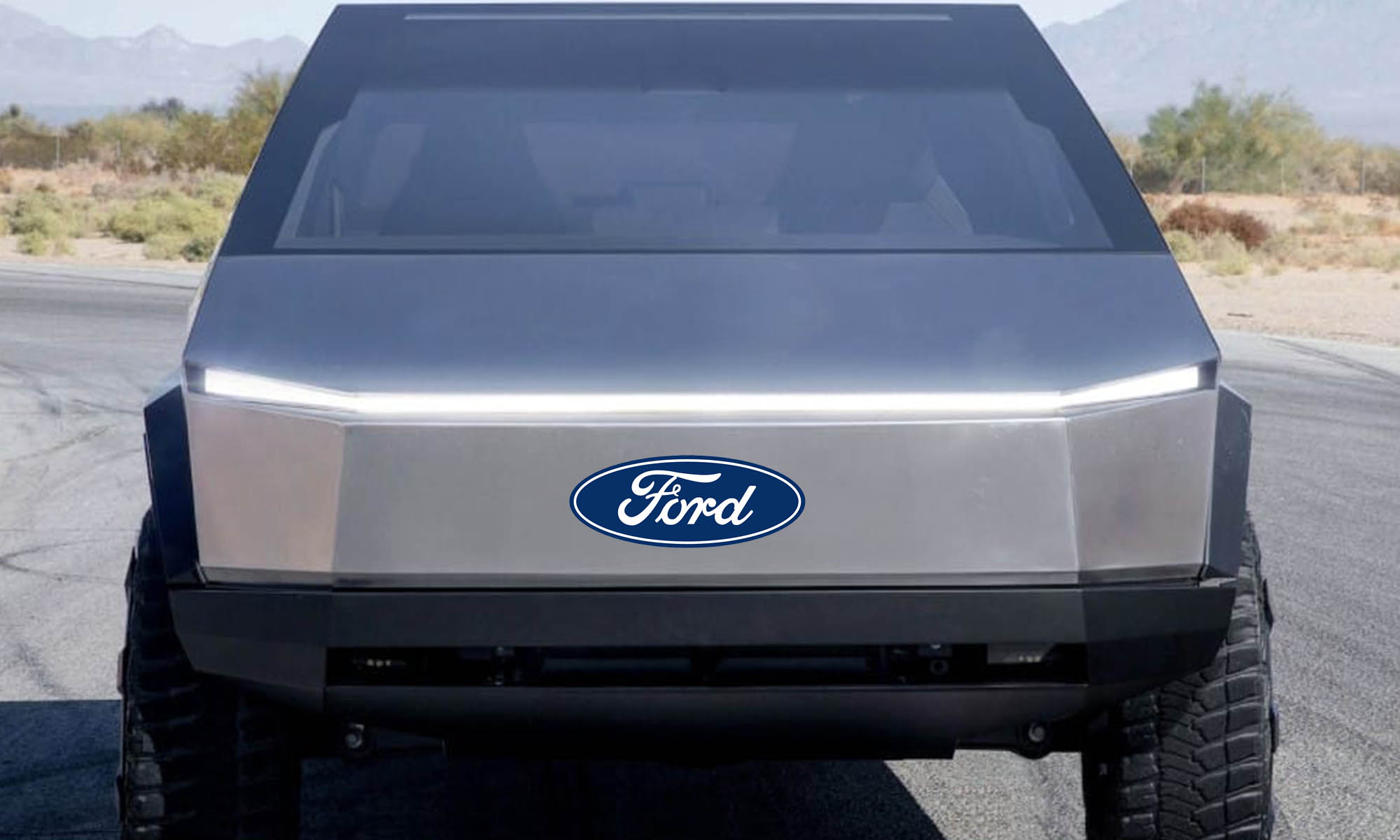 La imagen verifica la presencia de la pick-up de Tesla en las instalaciones de Ford.