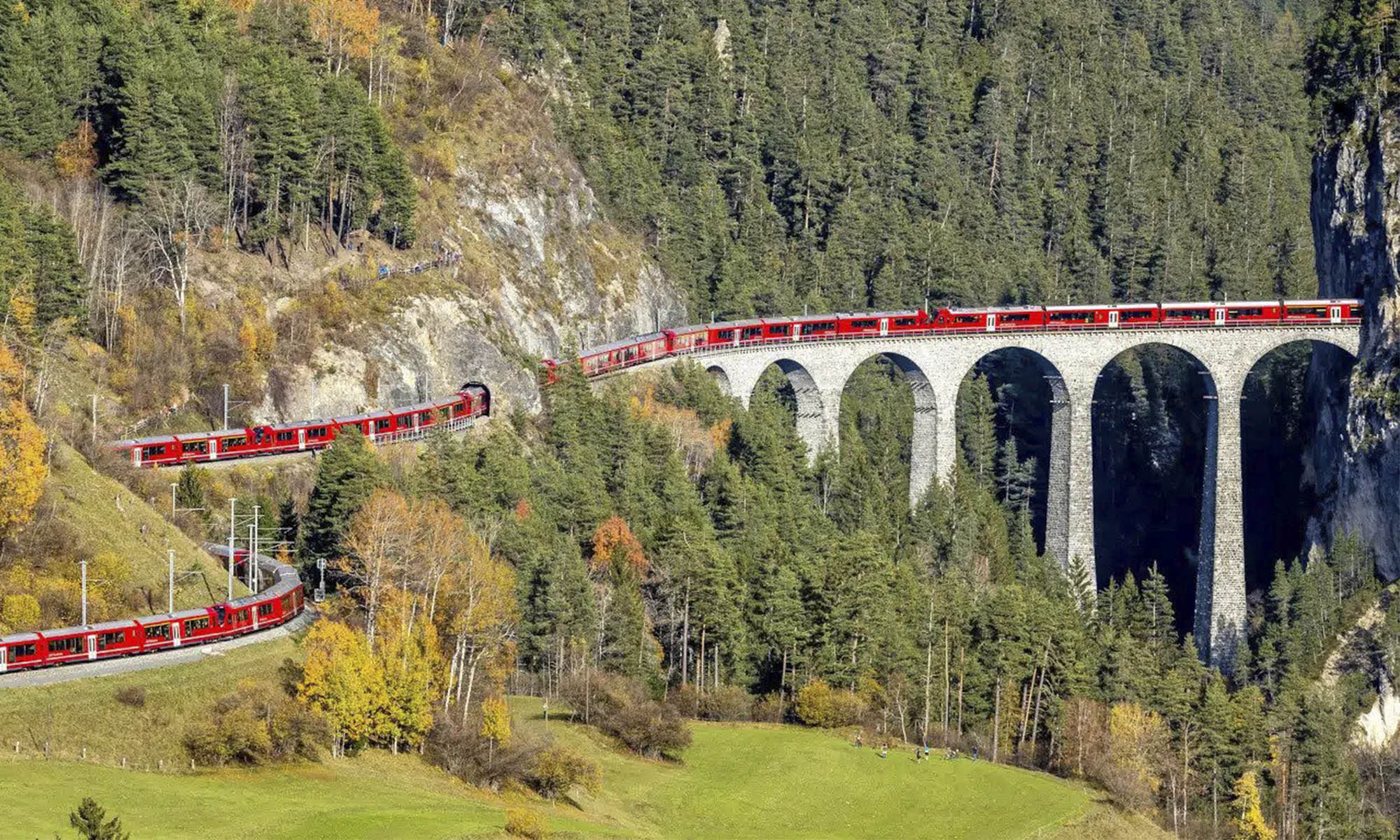 El viaducto Landwasser fue el escenario de un impresionante récord Guinness.