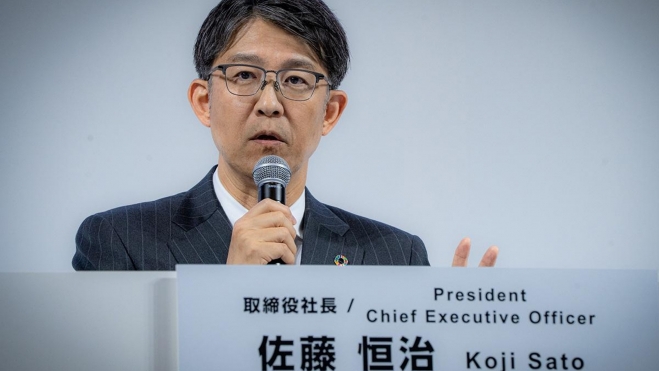 Koji Sato, CEO de Toyota, durante el evento. Koji Sato, CEO de Toyota, durante el evento.