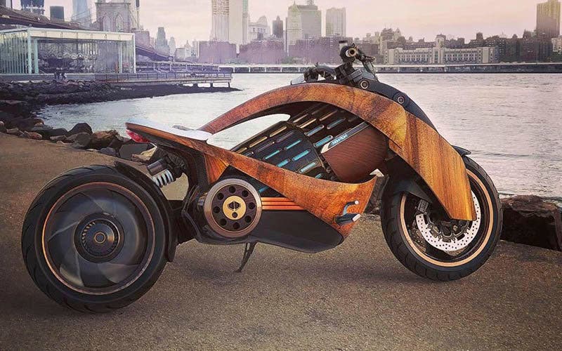  Newron, la motocicleta eléctrica con carenado de madera. 