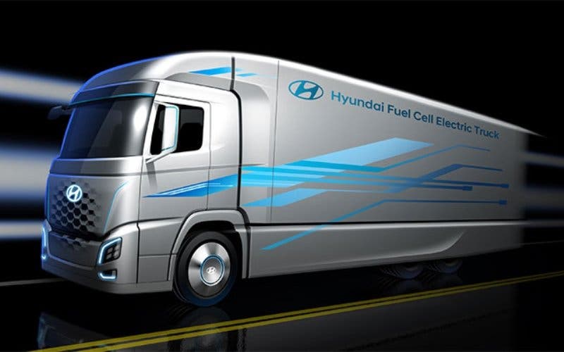  Camión de pila de combustible de hidrógeno de Hyundai. 