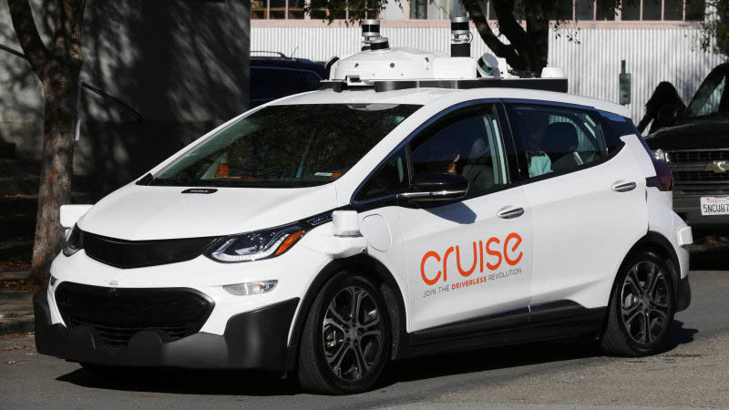 A self-driving GM Bolt EV is seen during a media event where Cruise, GM's autonomous car unit, showed off its self-driving cars in San Francisco, California, U.S. November 28, 2017. REUTERS/Elijah Nouvelage
