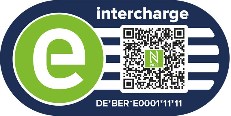 La etiqueta Intercharge identifica puntos de carga conectados a través de la plataforma de Hubject