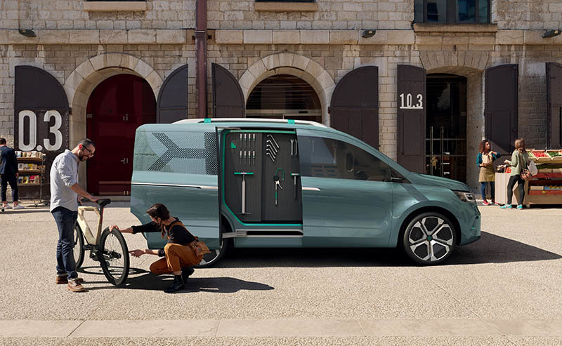 El Renault Kangoo ZE Concept es un vehículo eléctrico y urbano que hace las funciones de un taller móvil