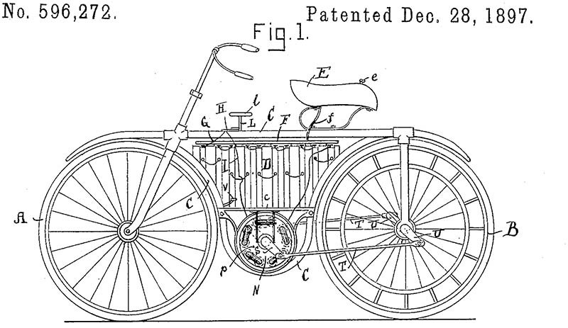 Primera patente de una bicicleta eléctrica de 1897