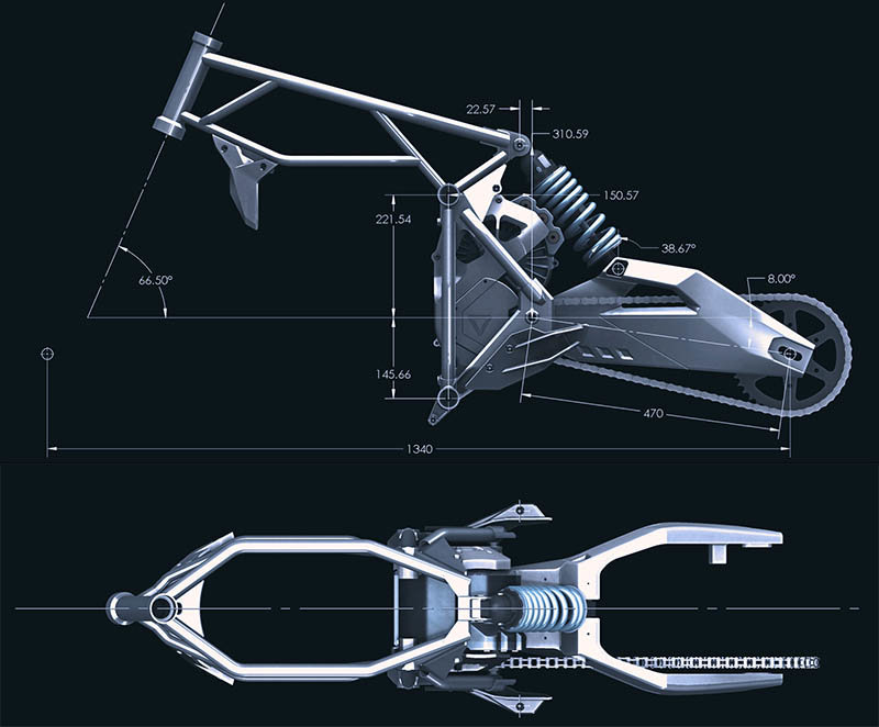 Chasis y mecánica de la Ultraviolette F77