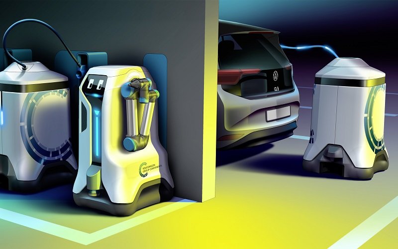 robot autónomo recarga coches eléctricos Volkswagen