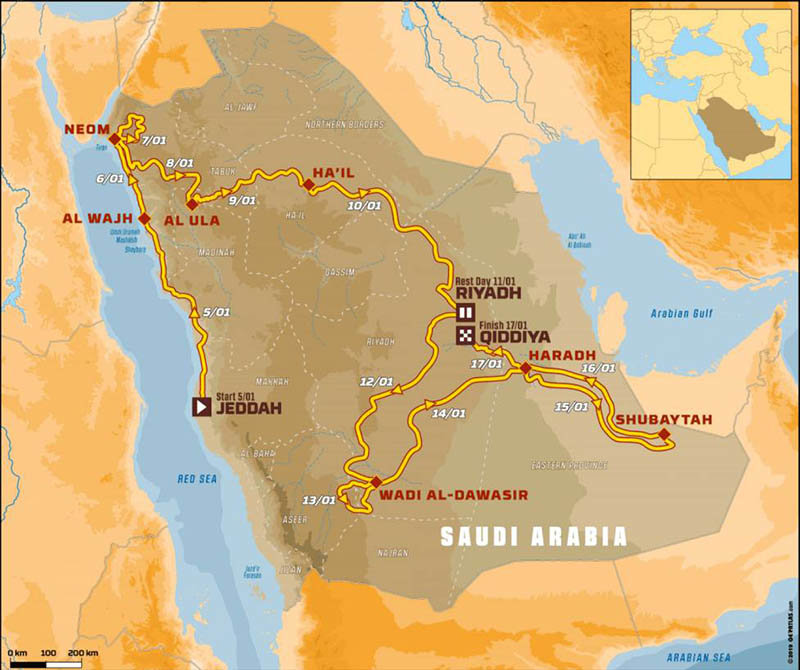 Recorrido del Dakar 2020 en Arabia Saudí