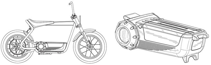 Imágenes de la patente de la segunda motocicleta eléctrica de Harley-Davidson