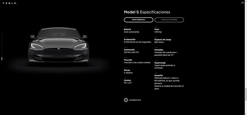 El Model S y del Model X solo están disponible con la batería de Gran Autonomía
