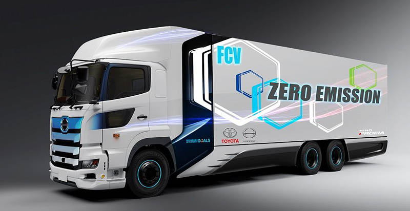 camión de hidrógeno desarrollado por Hino con la tecnología del Toyota Mirai