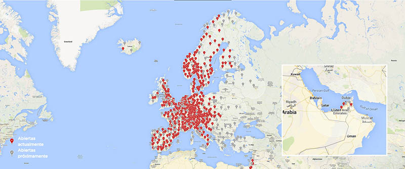 Red existente y futura de Supercargadores de Tesla en Europa (mayo 2020)