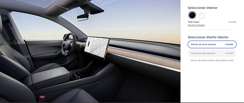 Configurador interior Tesla Model Y