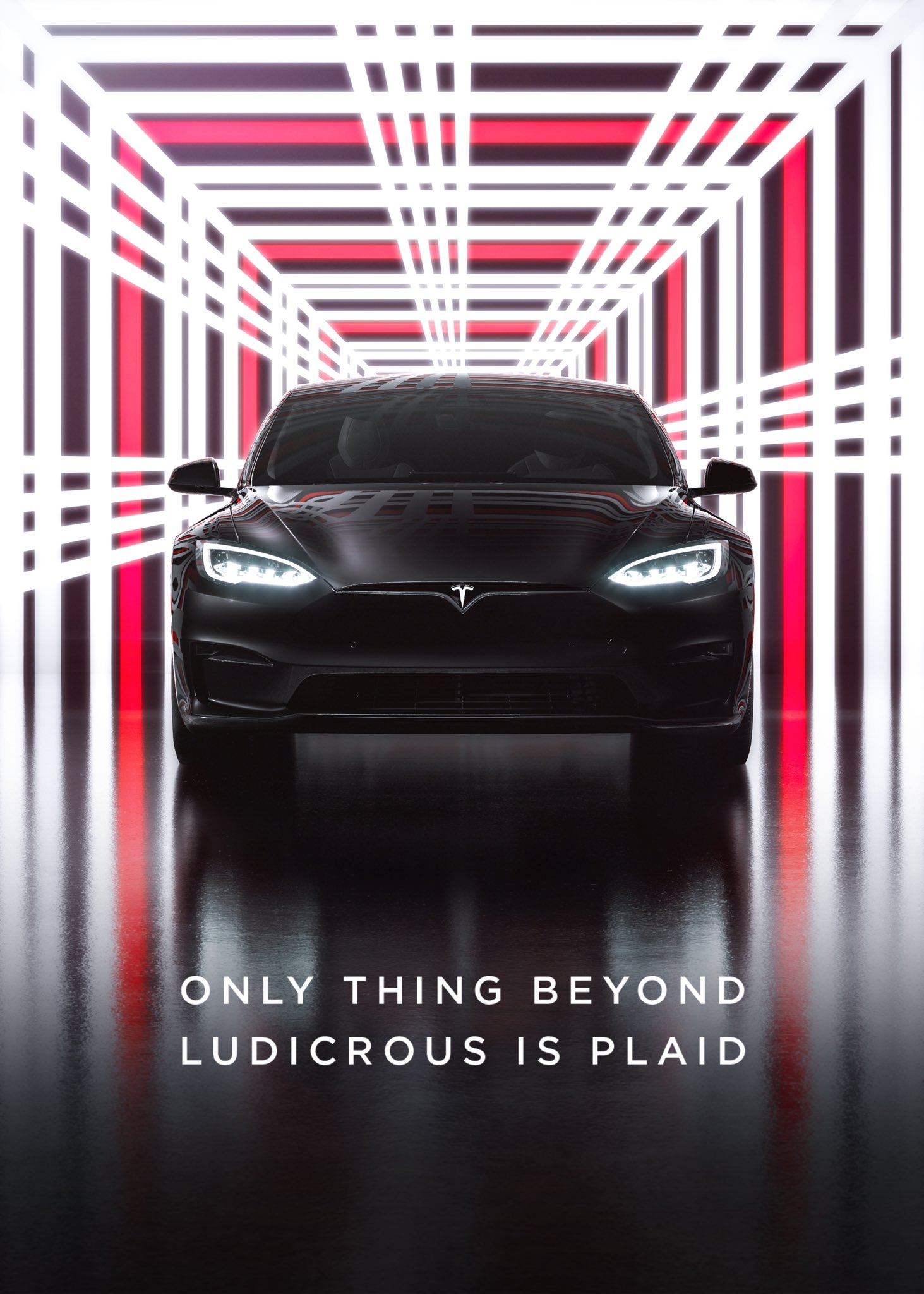 Cartel con el que Musk se hizo eco del evento para las primeras entregas del nuevo Model S Plaid.