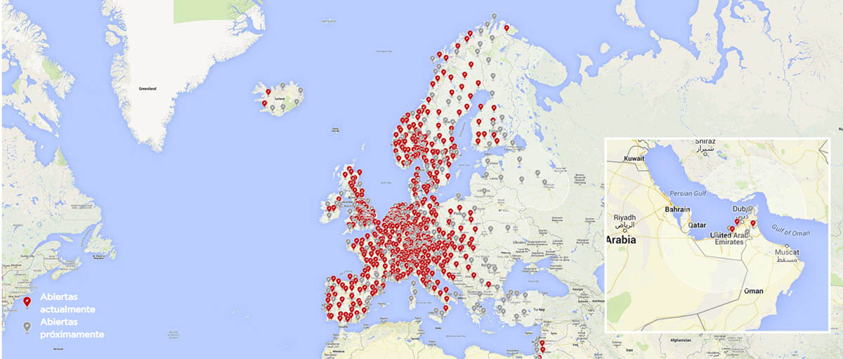 Mapa supercargadores tesla europa