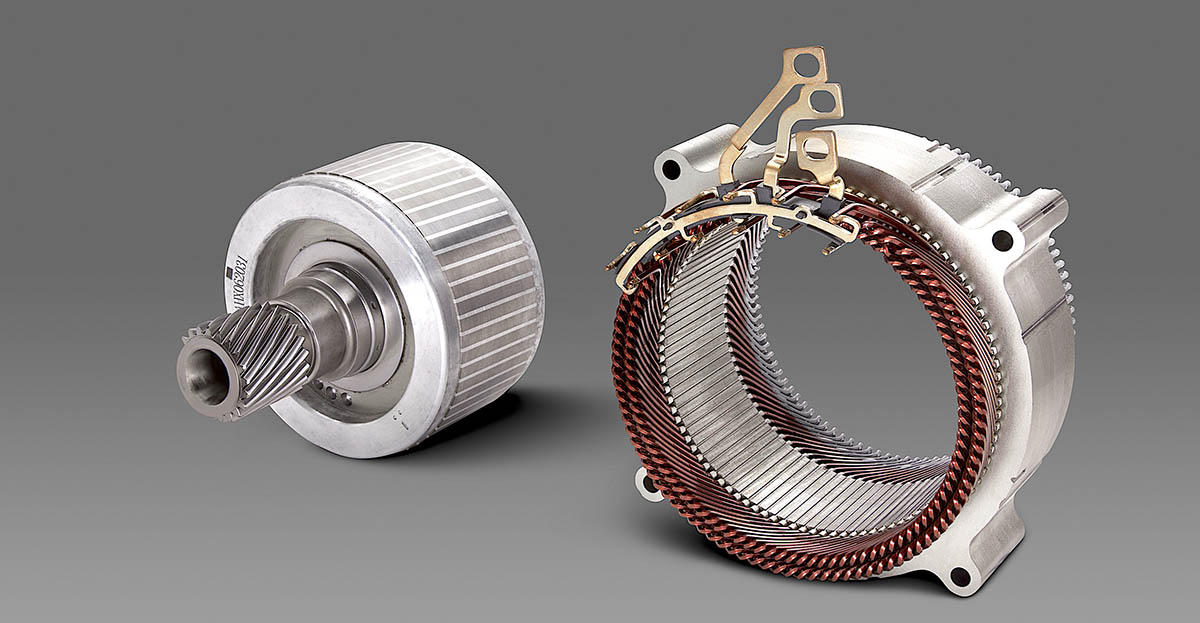 GM's 62-kW induction EV motor will be used in all-wheel drive applications.
