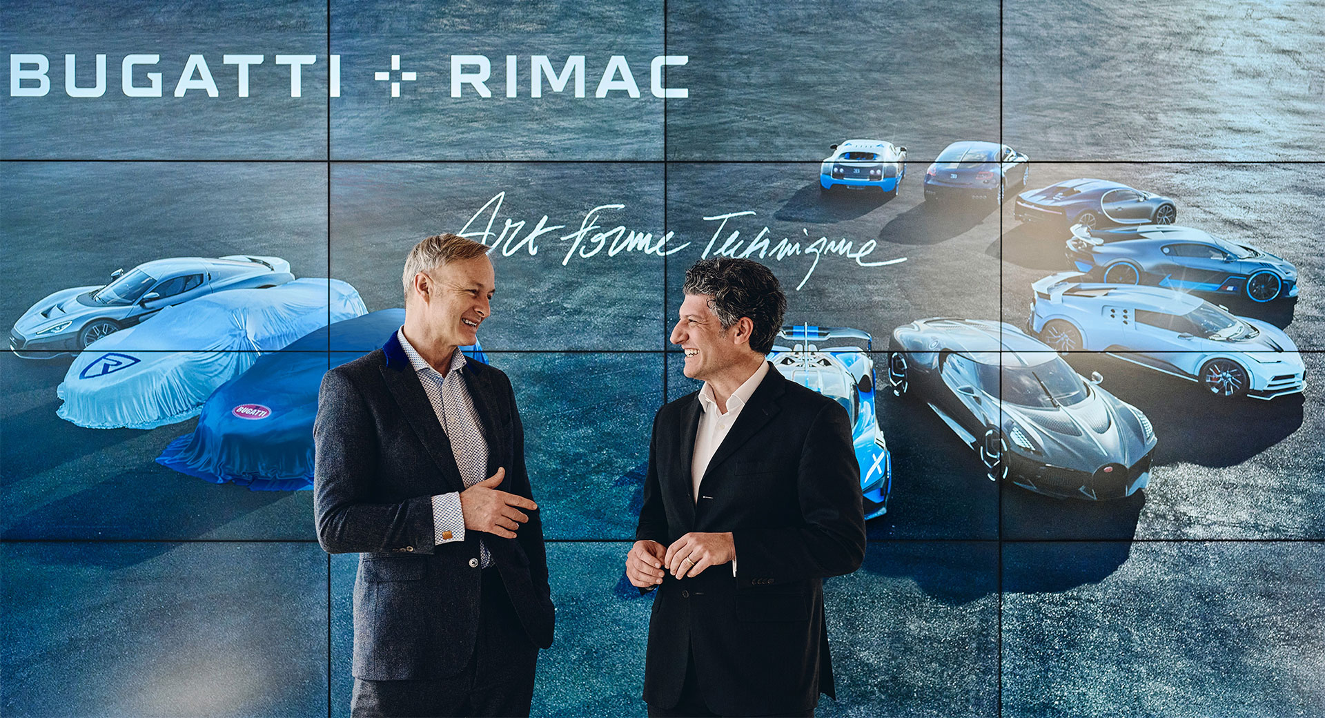 La imagen deja poco margen de duda a que sean nuevos modelos electrificados de Bugatti y Rimac