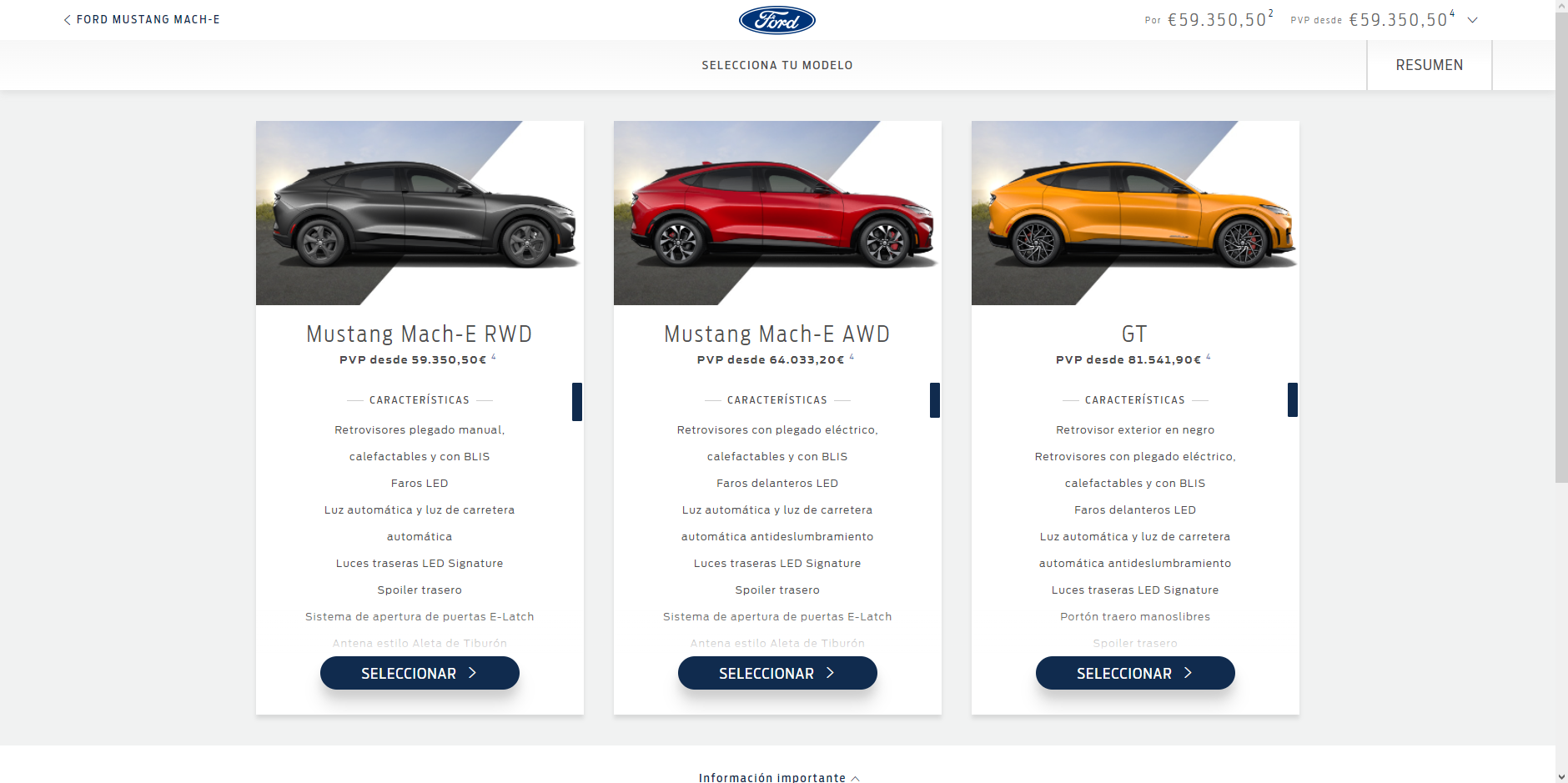 Precios en España del Ford Mustang Mach-E a fecha de abril de 2022